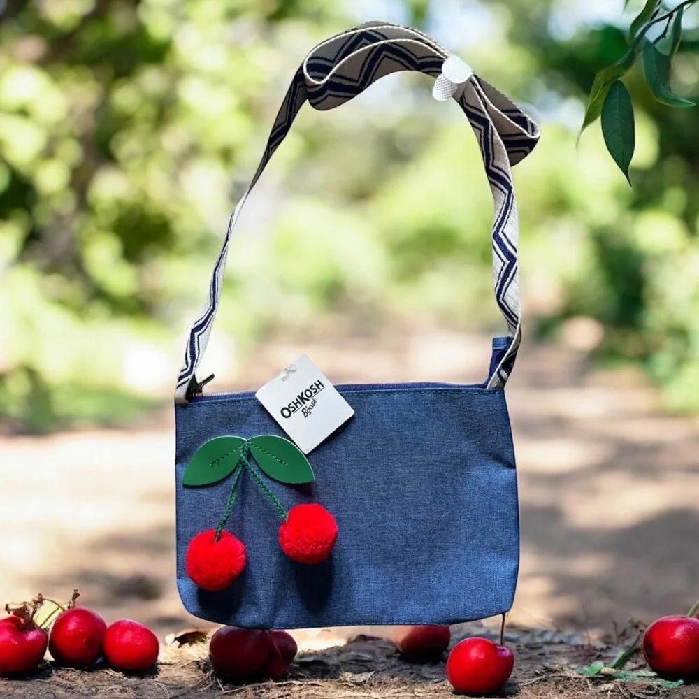 NWT OshKosh B’gosh Denim Cherry Purse Girls Crossbody Bag Blue